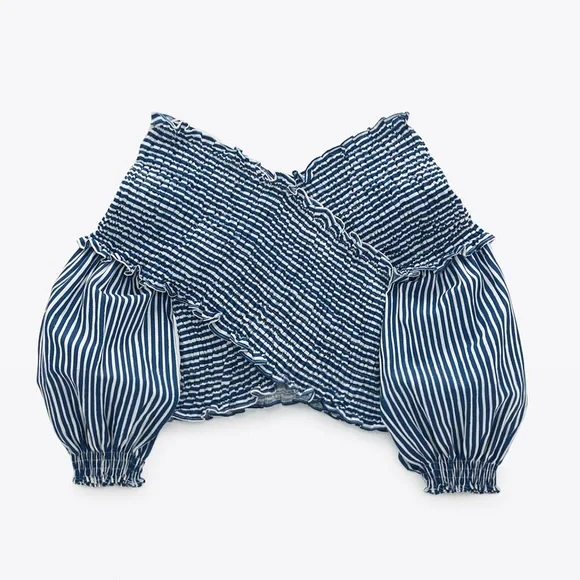 Zara Smocked Crop Top - Picture 2 of 4